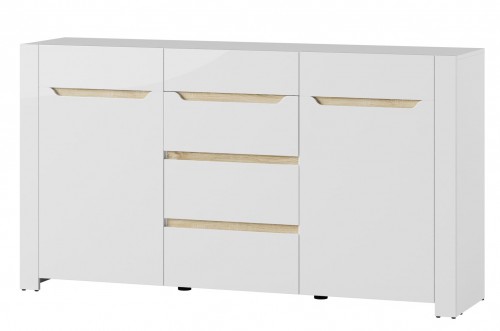 Комод ICE 10 SZYNAKA білий / білий гл. + дуб sonoma